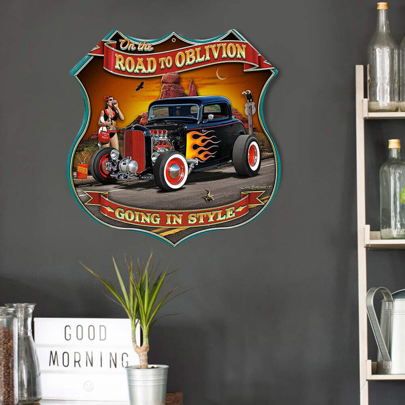 Shield Shape Car Retro Metal Plate Tin Sign Plaque for Bar Pub Club Cafe