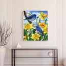 Bird and Flower Oil Paint By Numbers DIY Handpainted on Canvas Wall Art Pic