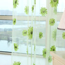 Sunflower Print Window Door Curtain Tulle Curtains for Living Room (Green)
