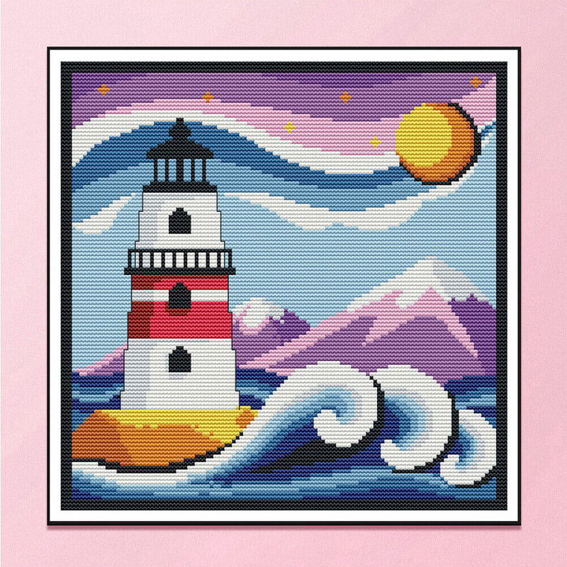 Full Embroidery Kit 14CT DIY Cartoon Lighthouse Stamped Cross Stitch Kit