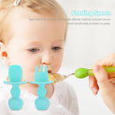 Baby Silicone Training Feeding Spoon Toddlers BPA-free Tableware (Cyan) Newly