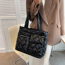 #A Autumn Winter Crossbody Bags Portable Quilted Handbag Zipper Pocket for Shopp