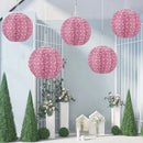 10 inch LED Round Solar Lantern Waterproof Hanging Decor (Red Flower B) Newly