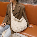 Large Capacity Shoulder Bag Solid Lattice Color Handbag Women Eiderdown Satchels