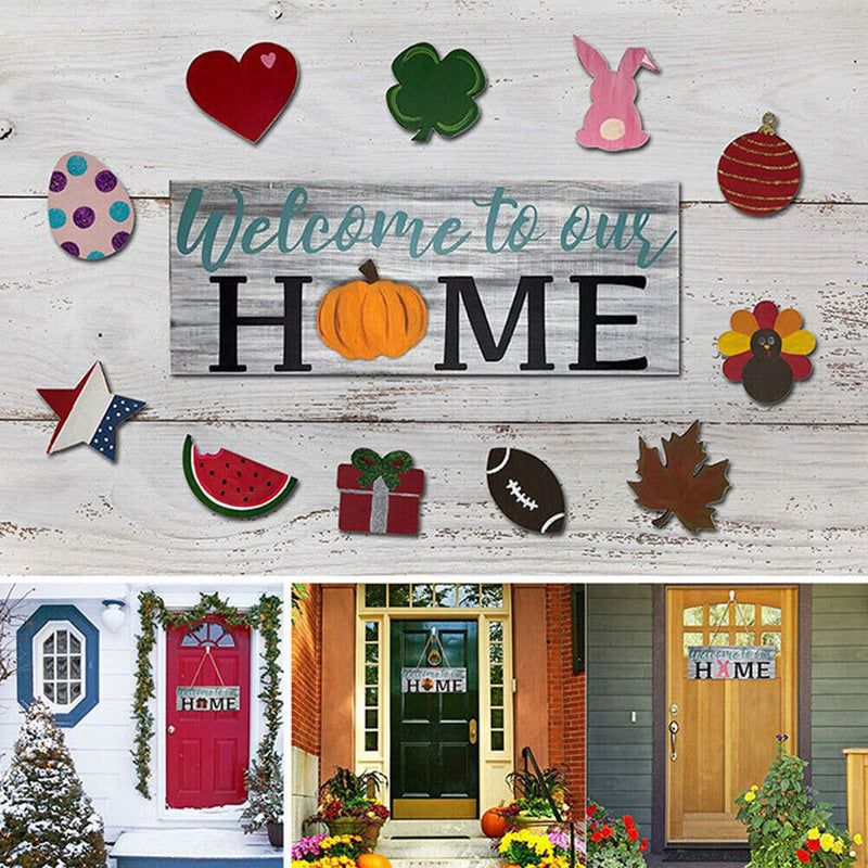 Wooden Wall Hanging Board Signs Door Hanger Plaque Holiday Doorplate Pendants