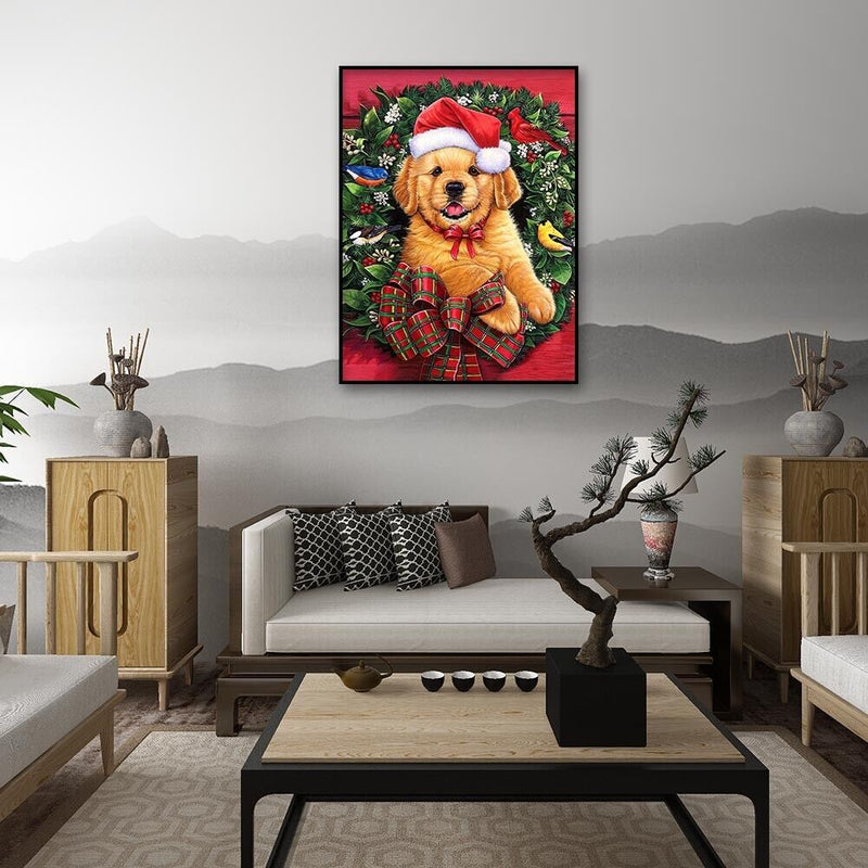DIY Home 5D Diamond Painting Full Round Drill Christmas Dog Ornament Picture Kit