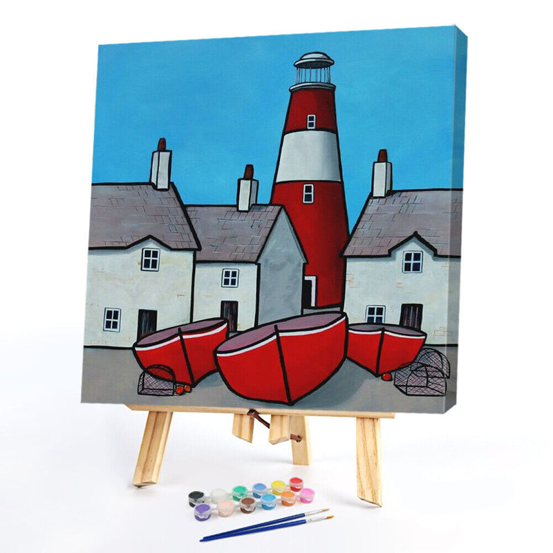 20X20cm Lighthouse Frameless Picture Oil Paint By Numbers Painted Picture Kit