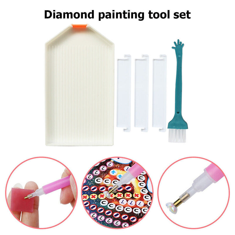 DIY Diamond Painting Tools Turning Drill Plate Mosaic Tray w/ Clean Brush