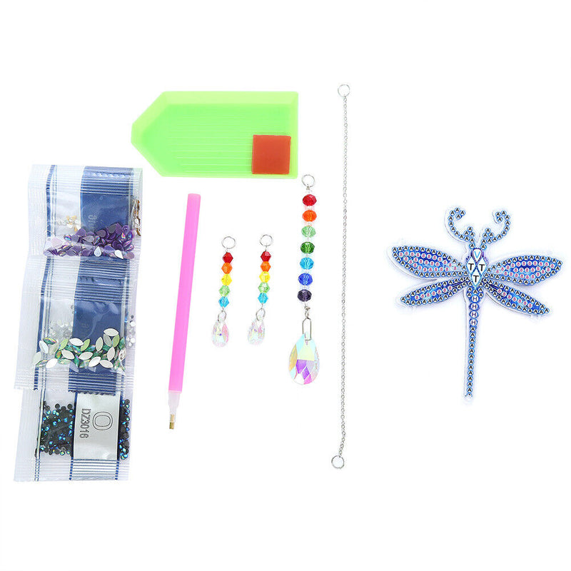 DIY Diamond Painting Light Catcher Hanging Crystal Wind Chime (Dragonfly) Newly