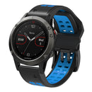 Soft Silicone Sport Band for Garmin Fenix 7/6 Pro/5 22mm Strap (Black Blue)