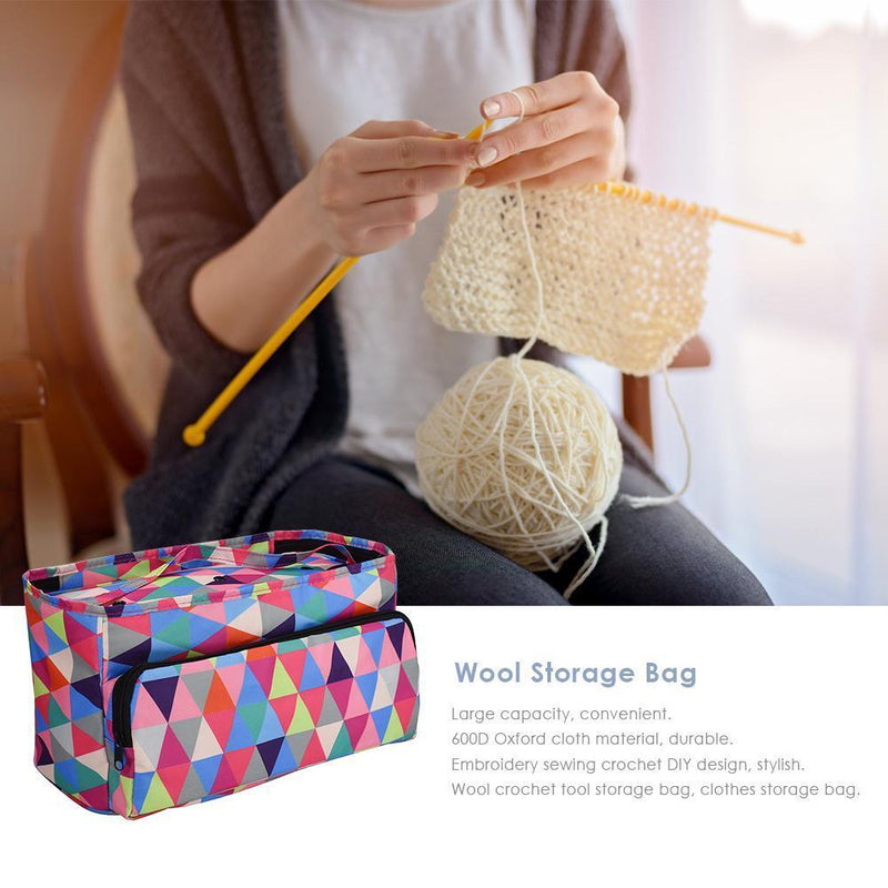 Large Capacity Yarn Clothes Storage Square Bags Geometric Embroidery Portable Cr