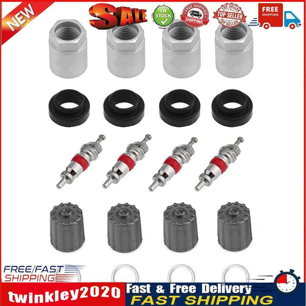 4 Sets Car Tire Pressure Sensor TPMS Service Kit with Nut Valve Cap Gasket Newly