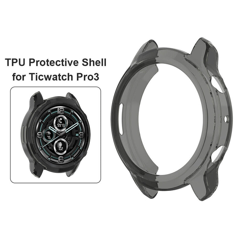 Soft TPU Case for TicWatch Pro 3 Pro 3 Lite Smartwatch Accessories (Black) Newly