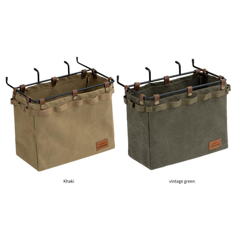 Camping Table Side Storage Bag Multifunction Canvas Bag with Hook (Khaki)