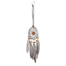 Grey Feathers Beads Wall Hanging Dream Catcher Door Pendant Pure Handmade Dreamc