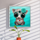 Pig Blue Roses Diamond Painting Rhinestone Full Round Drill for Room Decorati