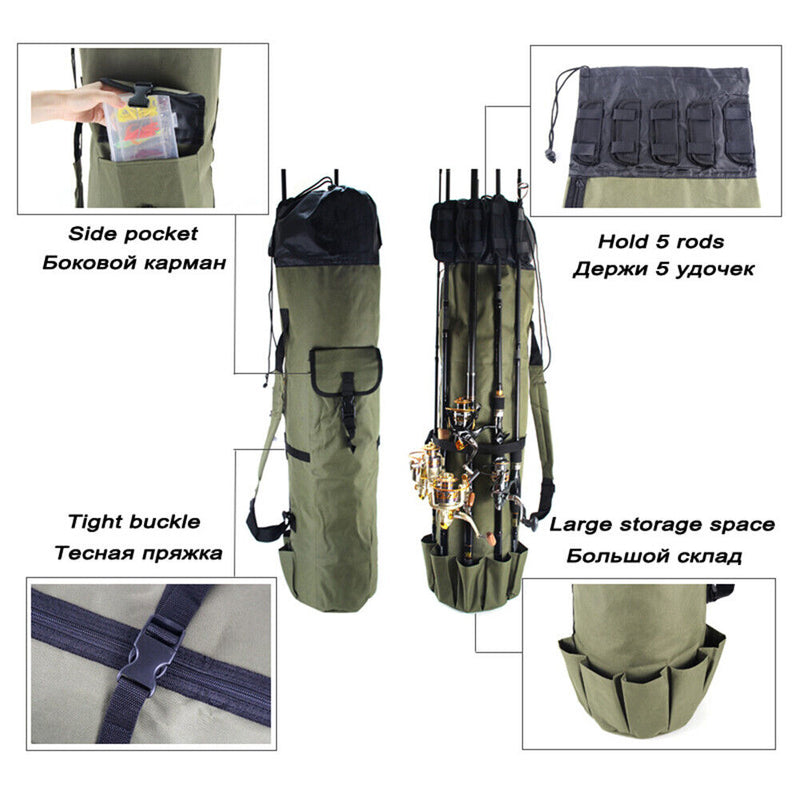 Fishing Rod Bag Oxford Cloth Cylinder Fishing Reel Carrier Tackle Storage Bags