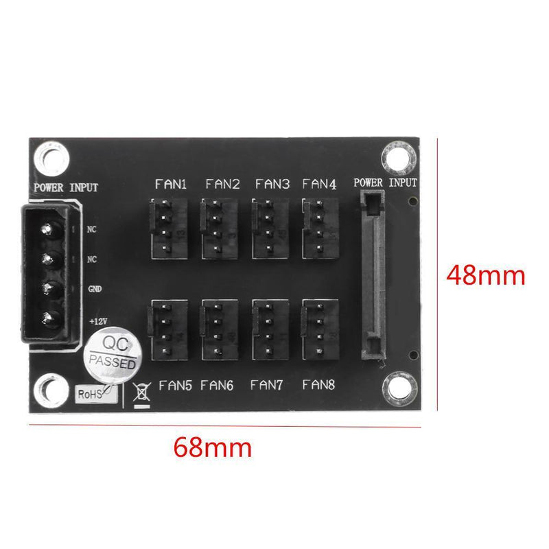 4-Pin or SATA 15-Pin to 8 Way 4-Pin PC Chassis Cooling Fan Splitter Hub