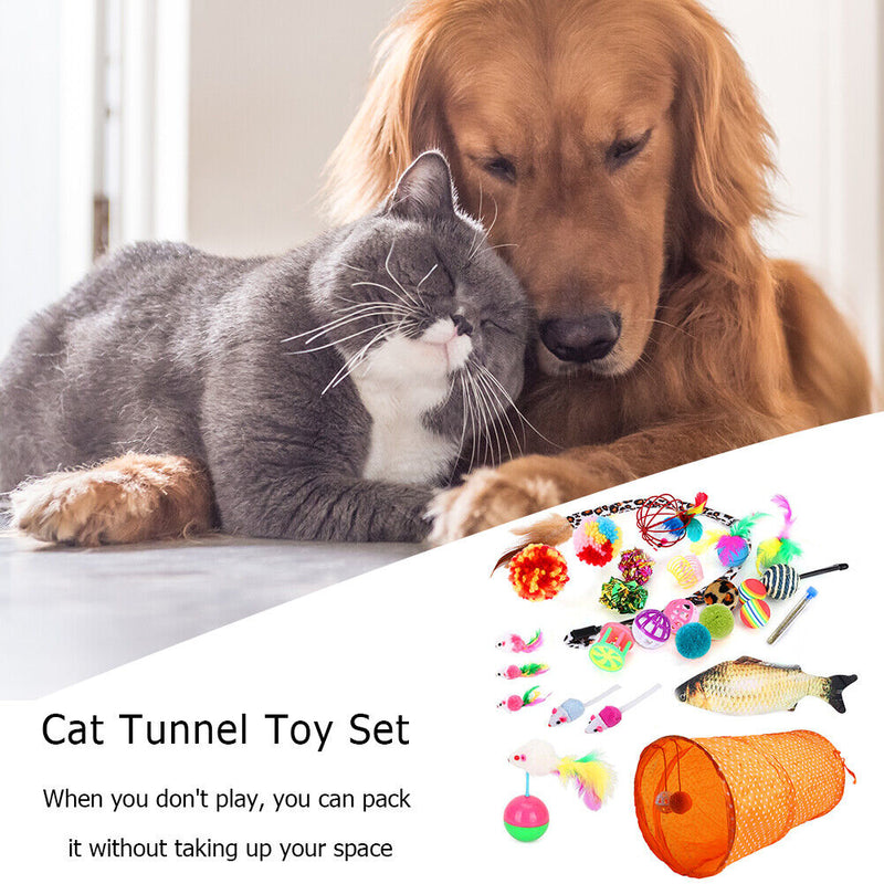 28pcs Funny Cat Kit Channel False Mouse Ball Mint Fish Feather Stick Pet Do