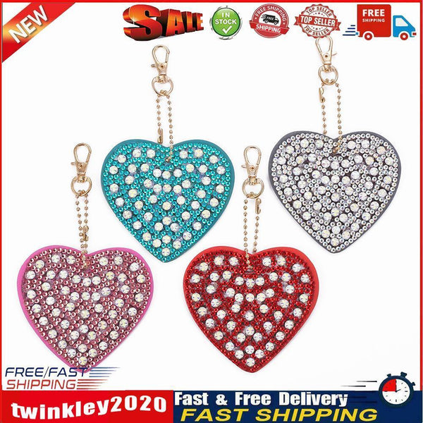4pcs DIY Full Drill Diamond Painting Special Shaped Heart Key Chain Gifts Newly
