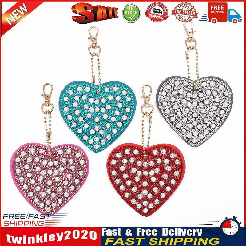 4pcs DIY Full Drill Diamond Painting Special Shaped Heart Key Chain Gifts Newly