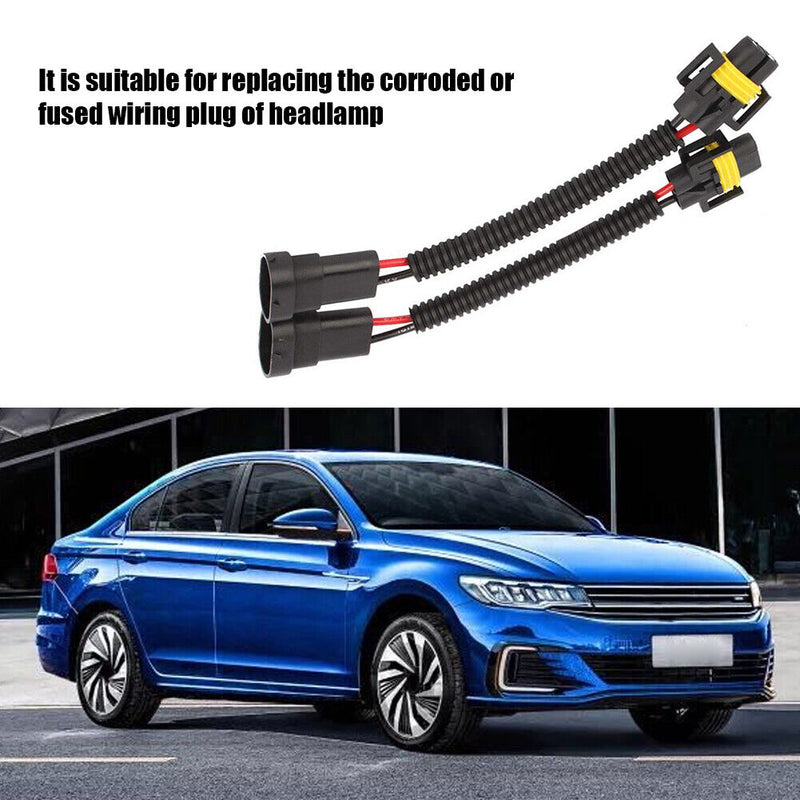 2pcs H11 H9 H8 Extension Wiring Harness Sockets Wires for Headlights Fog Lights