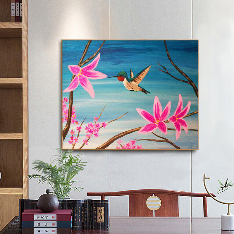 Hand Painted Oil Paint by Numbers DIY Flower Bird Drawing Wall Decoration Gift