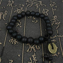 Buddhist Women Men Prayer Beads Buddha Bracelet Wood Bead Bangle Copper Coin