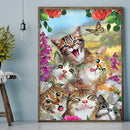 5D Full Round Drill Diamond Painting Lovely Cats Mosaic Picture DIY Rhineston