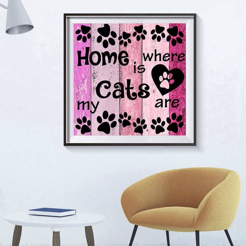 Embroidery Cat Pattern Needlework Cross Stitch Set Full Drill Diamond Painting