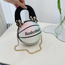 Fashion Round Basketball Shaped Womens Shoulder Bag Leather Chain Purse Handbags
