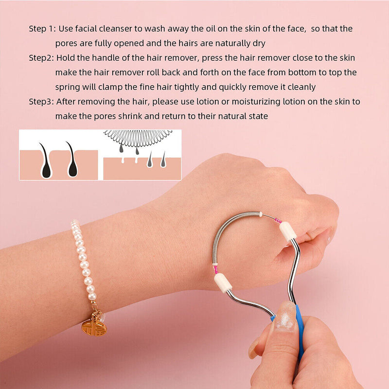 3pcs Mini Portable Stainless Steel Facial Hair Remover Spring Body Epilator