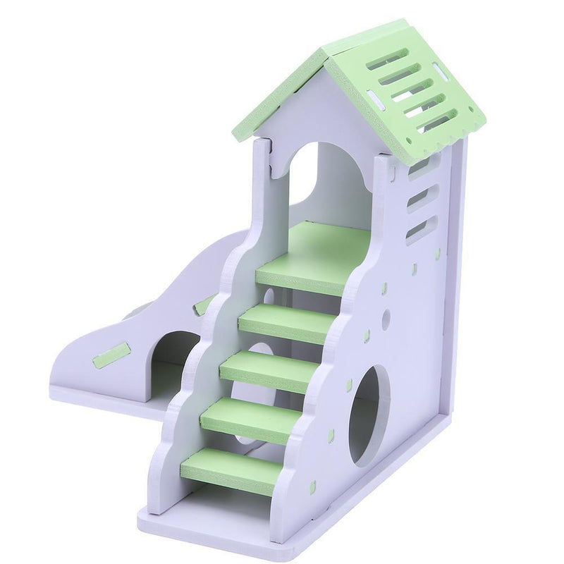 Waterproof Removable Stairs Double Layer Villa Hamster Sleeping Nest(Green)