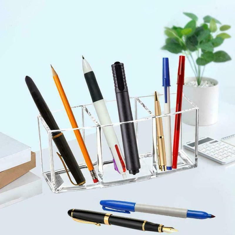 Makeup Brush Holder Organizer 3-Slot Acrylic Cosmetic UK Storage Brushes Z7S6