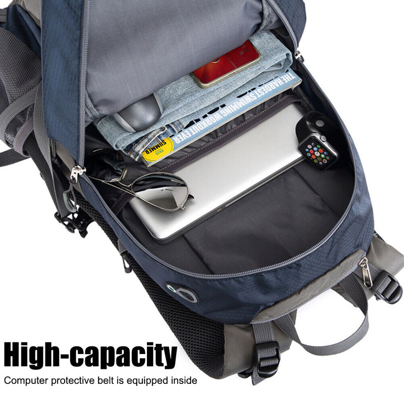 40L Waterproof Travel Cycling Camping Backpack with Rain Cover (Royal Blue)