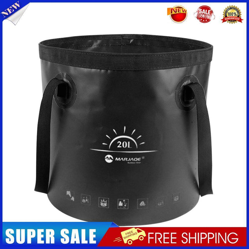 20L Folding Bucket Outdoor Camping Waterproof Water Storage Bags (Black)