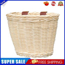 Kids Bike Basket Women Students Bicycle Rattan Weaving Front Basket (Beige)