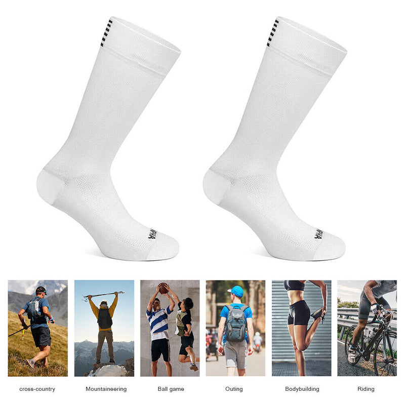 Compression Socks Men Women Sports Cycling Running Breathable Socks (White)