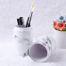 Travel PU Marbling Makeup Brushes Pen Holder Storage Cosmetic Case Box(L)