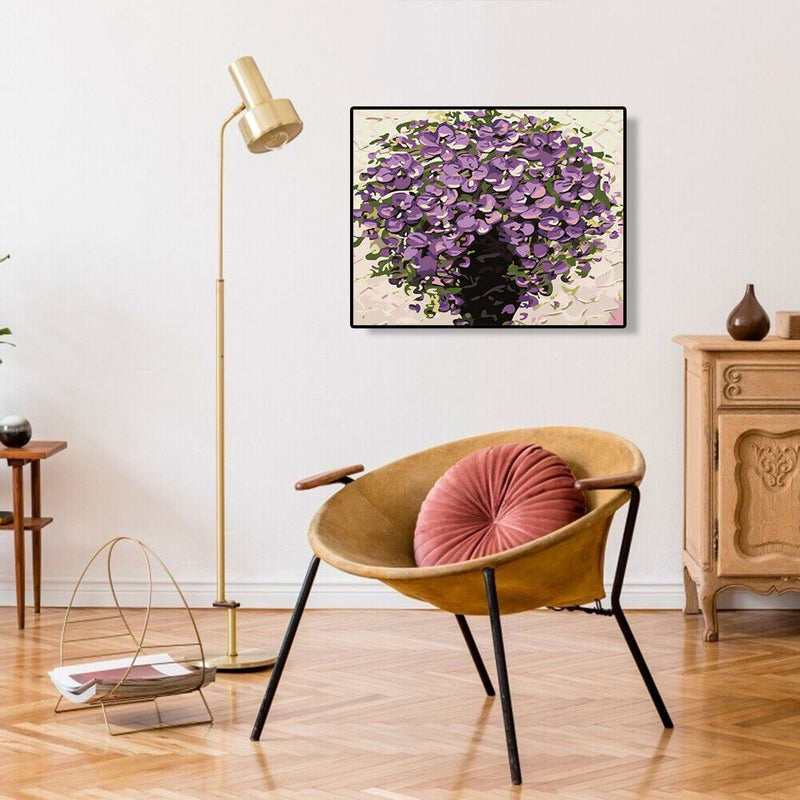 40x50cm Handpainted Acrylic DIY Purple Flower Oil Painting Canvas By Numbers