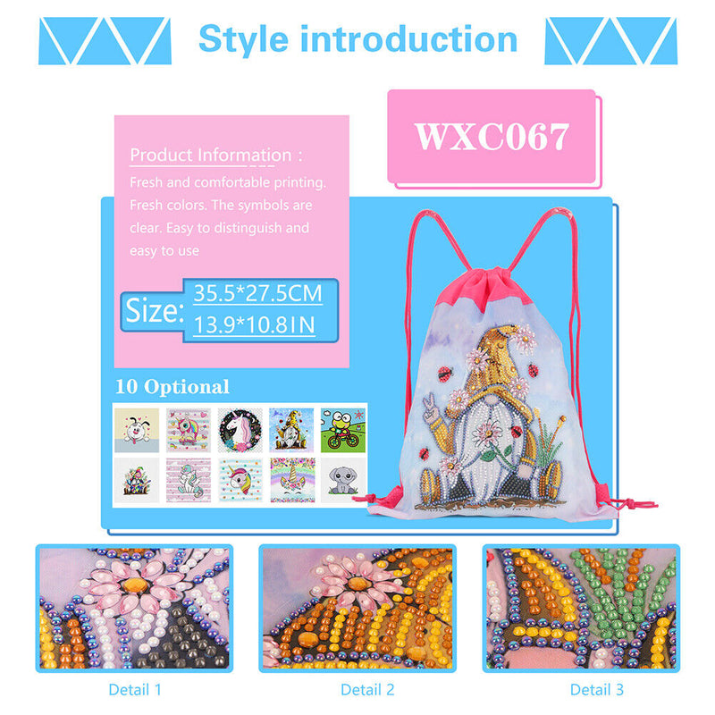 Mosaic School Backpack Kit DIY Special Shape Drill Diamond Painting Cute Animals