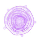 6pcs Silicone Food Fresh Saran Food Wrap Seal Cover (Purple) Newly