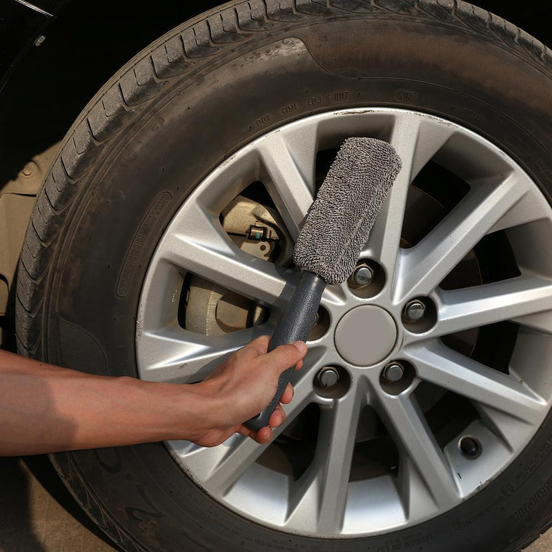 Microfiber Car Wheel Rim Brush Plastic Handle Cleaning Brush Washing Tool Newly