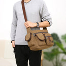 Canvas Men Messenger Bag Casual Multi Pockets Student Travel Shoulder Handb