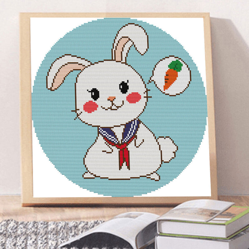 14CT Partial Cross Stitch Sailor Rabbit Stamped DIY Cotton Thread Needlework Kit