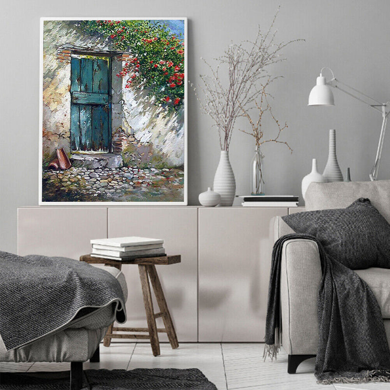 Oil Paint By Numbers Door Wall Flower Frameless Picture Craft Kit for Bedroom