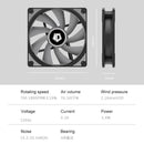 ID-COOLING 120mm CPU Cooler DC 12V 1800RPM PC Case Radiator Air Cooling Fan