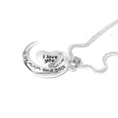 Chain Women Fashion Moon&Heart Pendant Necklace Friendship Jewelry "I Love You"