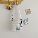 Fashion Women Canvas Patchwork Crossbody Bag Casual Mini Handbags (White)