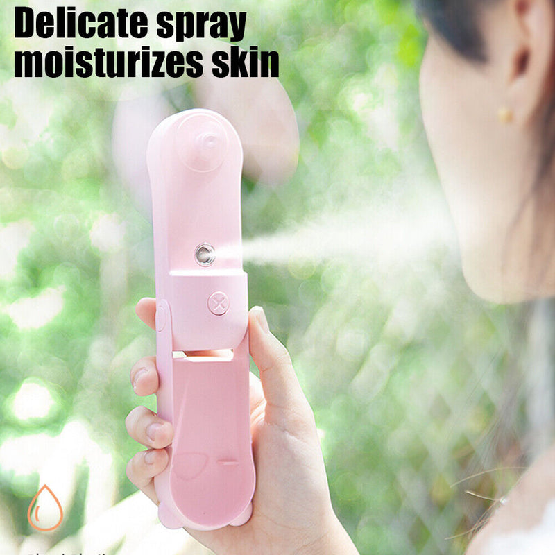 Mist Facial Sprayer Fan USB Rechargeable Handheld Portable Folding Mini Cooler
